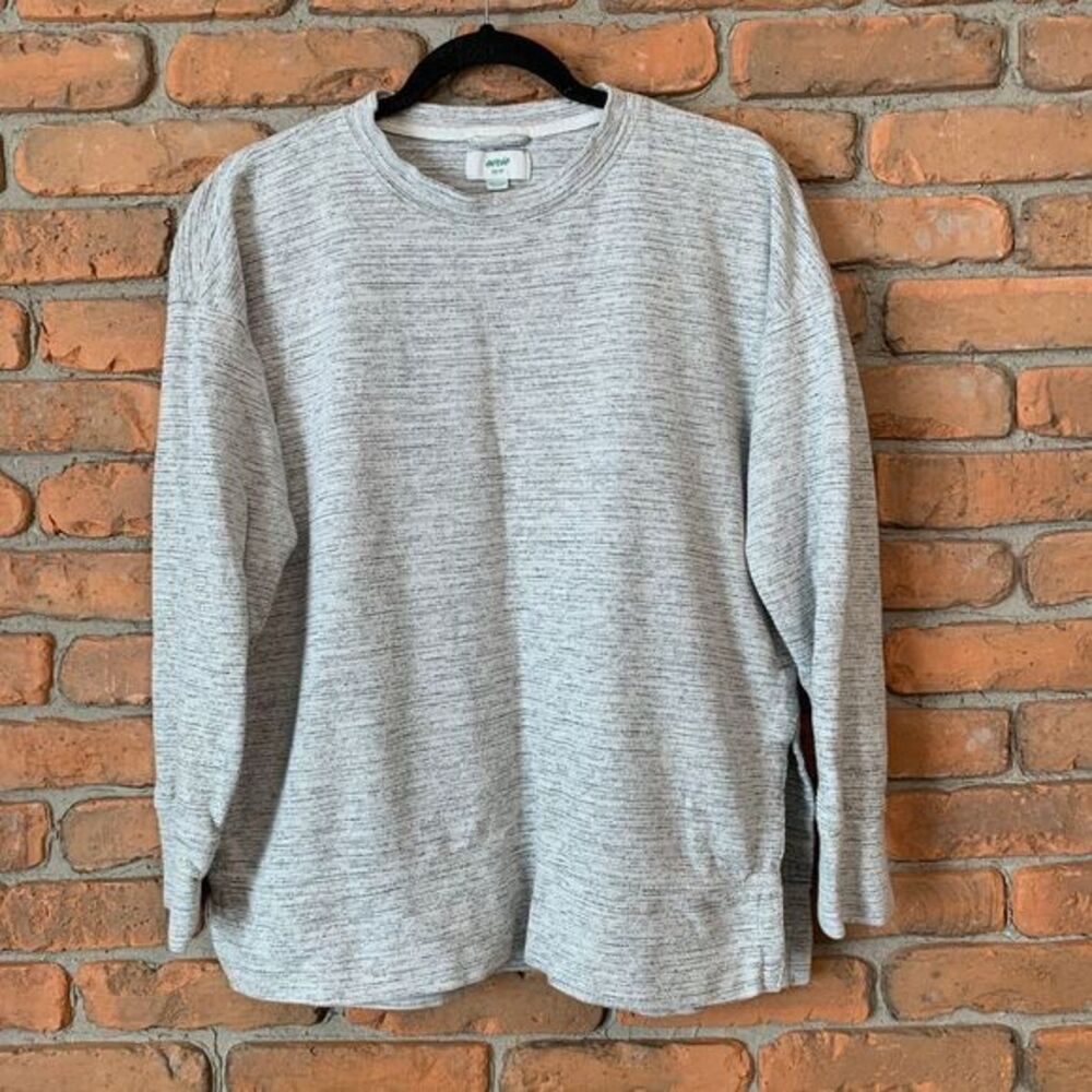 Aerie Womens XS Sweatshirt Heather Gray‎ Side Slit Crew Neck Loungewear Pullover